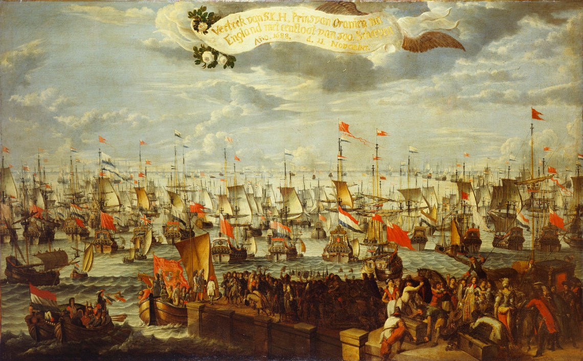 ‘The Embarkation of William III, Prince of Orange, at Helvoetsluis,’ showing William’s fleet departing for England during the ‘Glorious Revolution’