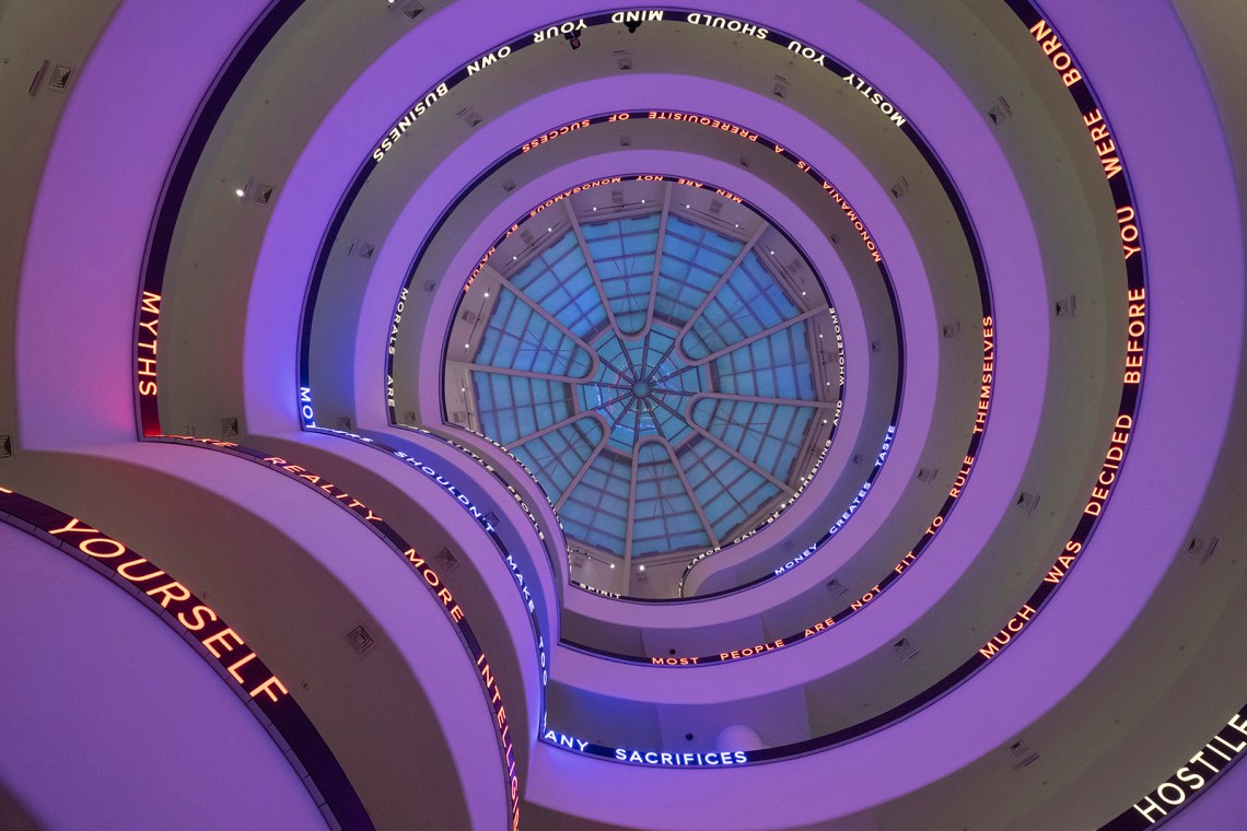 ‘Jenny Holzer: Light Line’ in the rotunda of the Guggenheim Museum, New York City