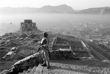 An American soldier on patrol, Kabul, Afghanistan