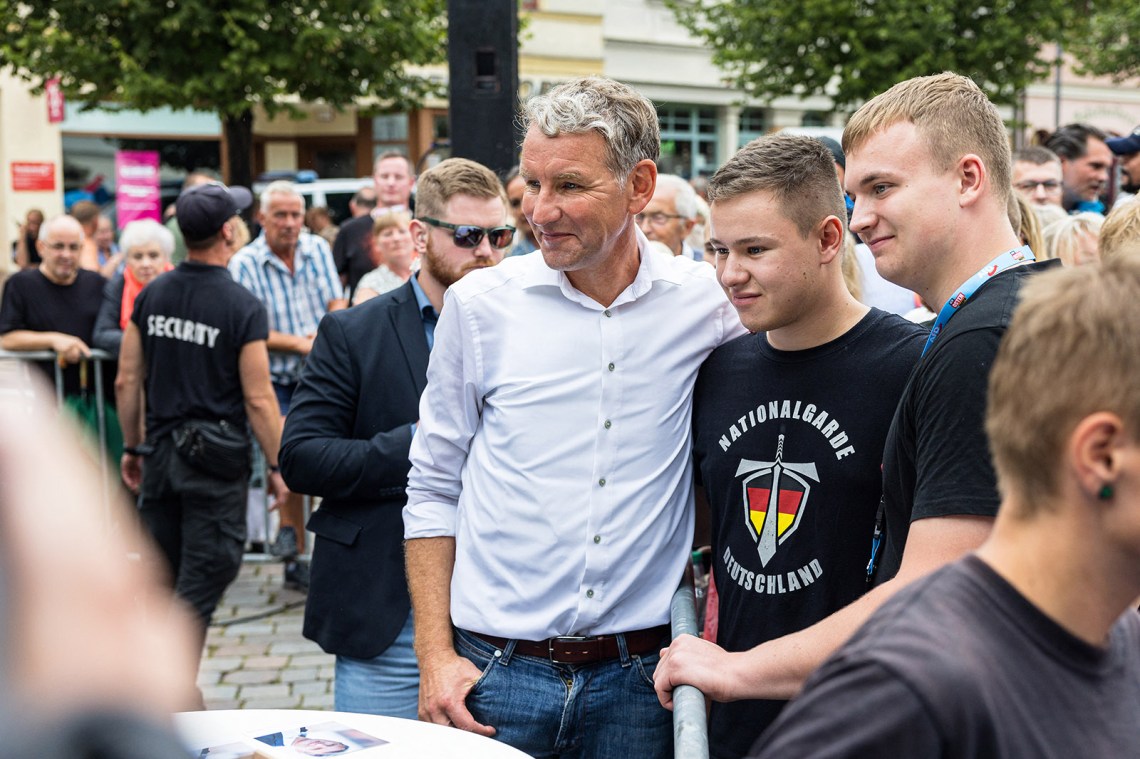 Björn Höcke greeting supporters