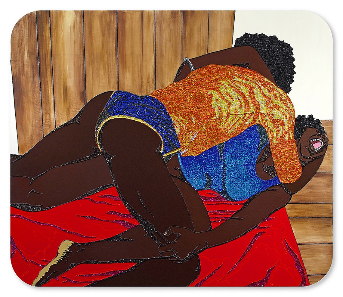 How Can I Make Sweet Love to You (If You Won’t Stand Still); painting by Mickalene Thomas